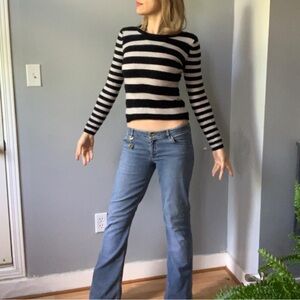 Black and light grey Striped cashmere Lord & Taylor Sweater XS